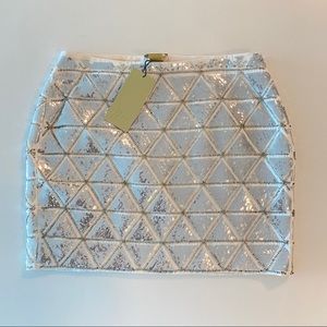 Silver sequins high waisted skirt NWT US 4